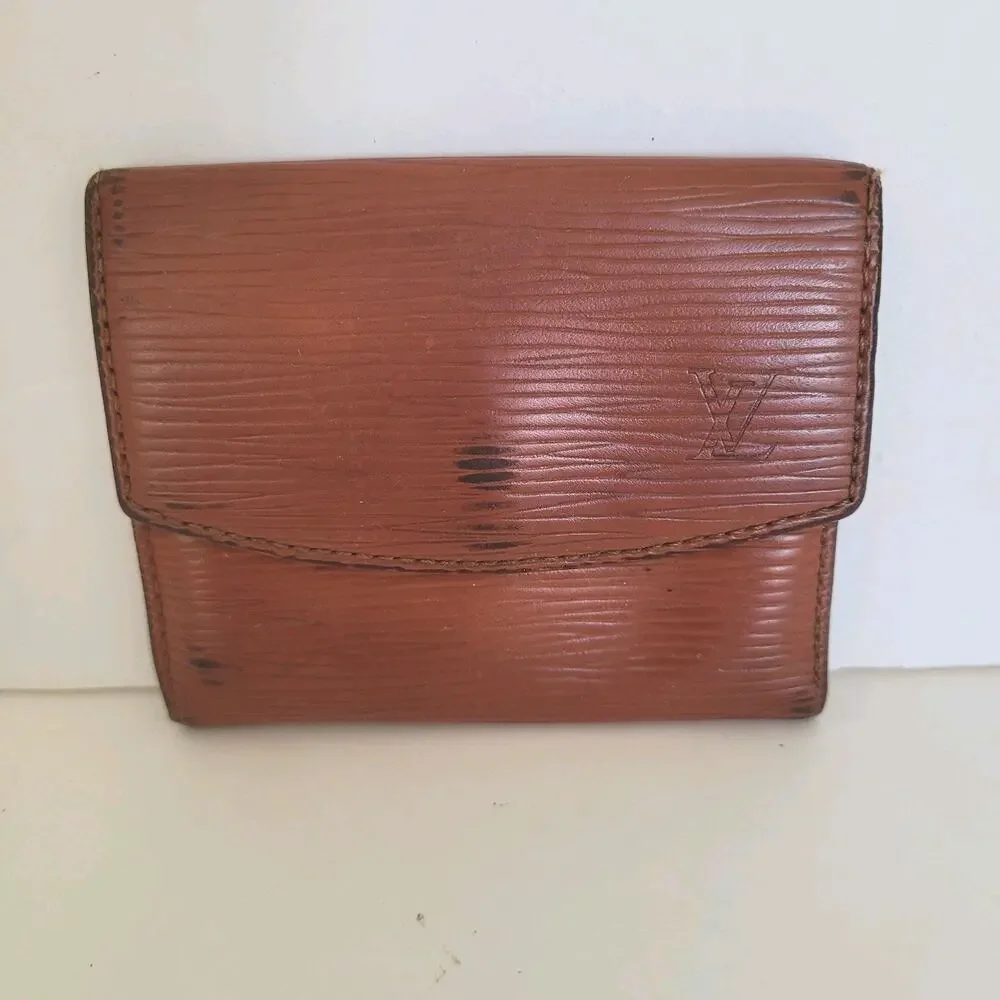 Louis Vuitton Epi Cartes Crédit Wallet Small Card Holder Brow Leather Retro Logo